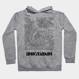 Retro Map of Amsterdam Minimalist Line Drawing Hoodie